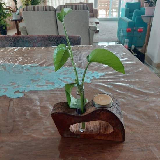 گلدان وشمعدان چوبی دستساز دکوری ومدرن تزیینی3